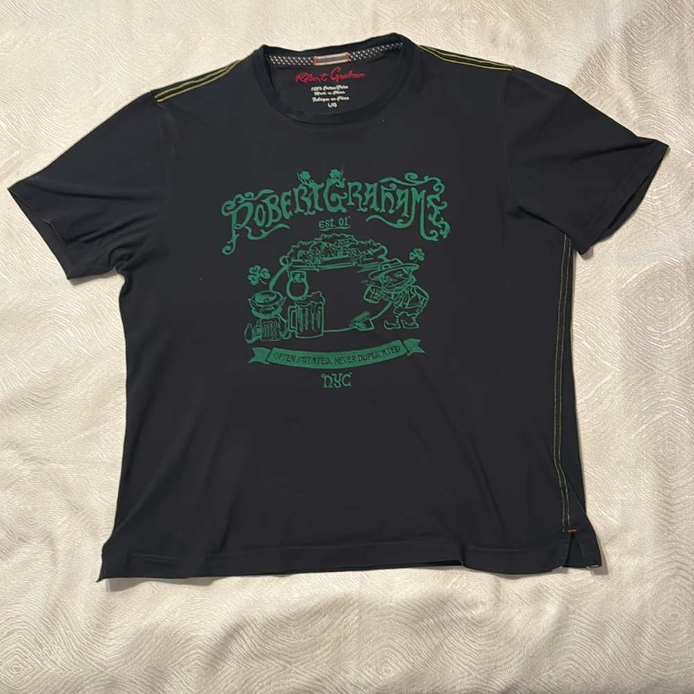 Robert Graham collectible, black and green large T-shirt.